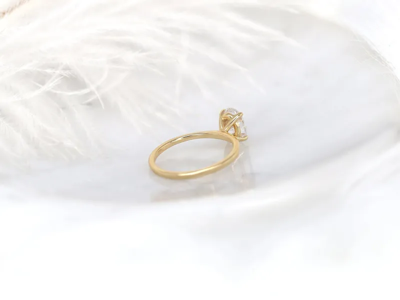 1.50ct Dakota 8x6mm 14kt Gold Moissanite Minimalist Oval Solitaire Ring vy 9