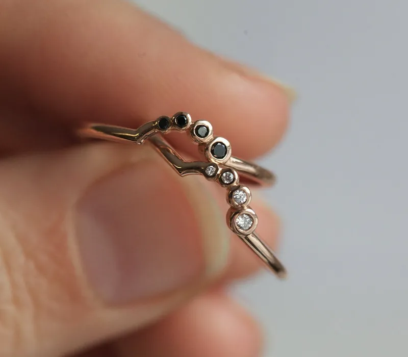 Danielle Galaxy Salt & Pepper Diamond Ring Set view 9