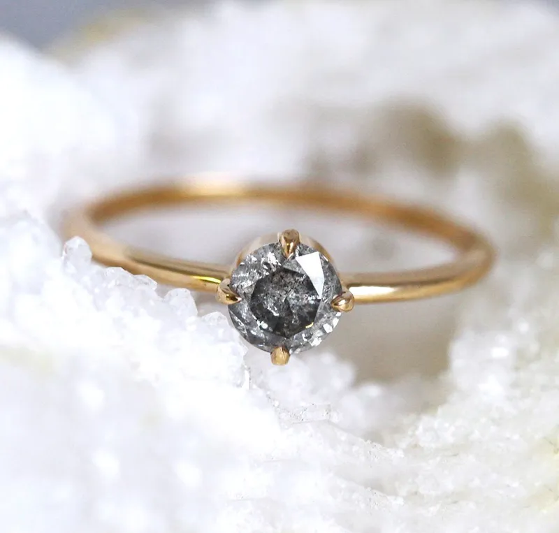 Danielle Round Salt & Pepper Diamond Ring view 8