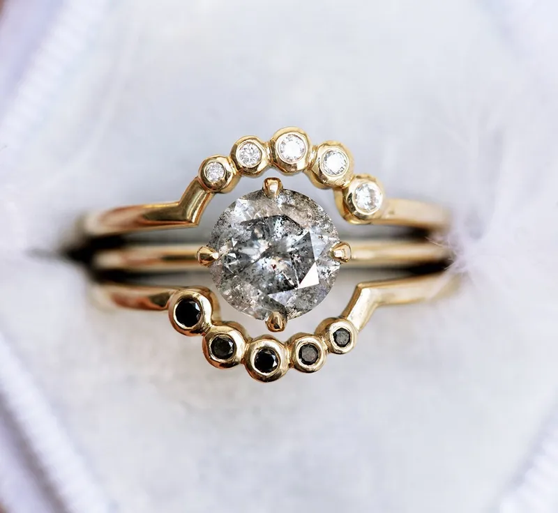 Danielle Salt & Pepper Diamond Ring view 7