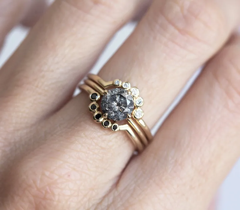 Danielle Salt & Pepper Diamond Ring view 8