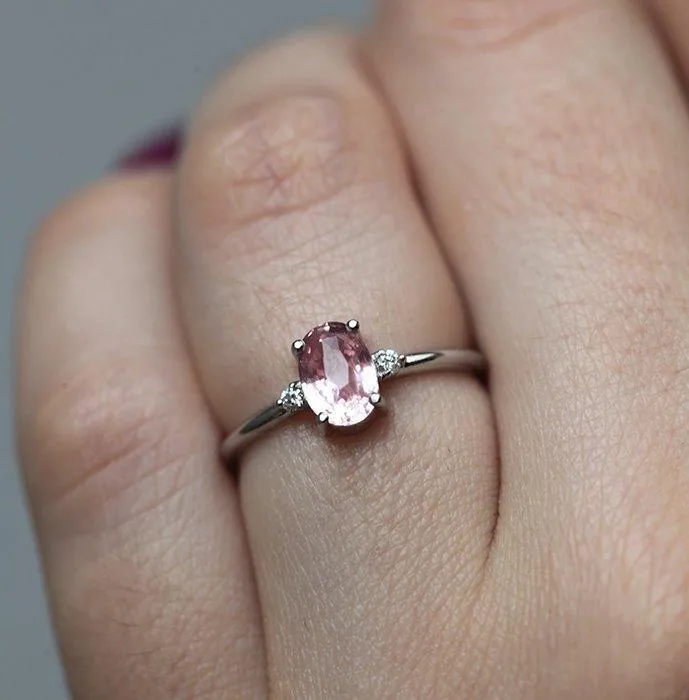 Darra Peach Sapphire Diamond Ring vy 2