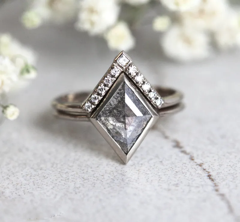 Davina Kite Salt & Pepper Diamond Ring Set diamond engagement ring