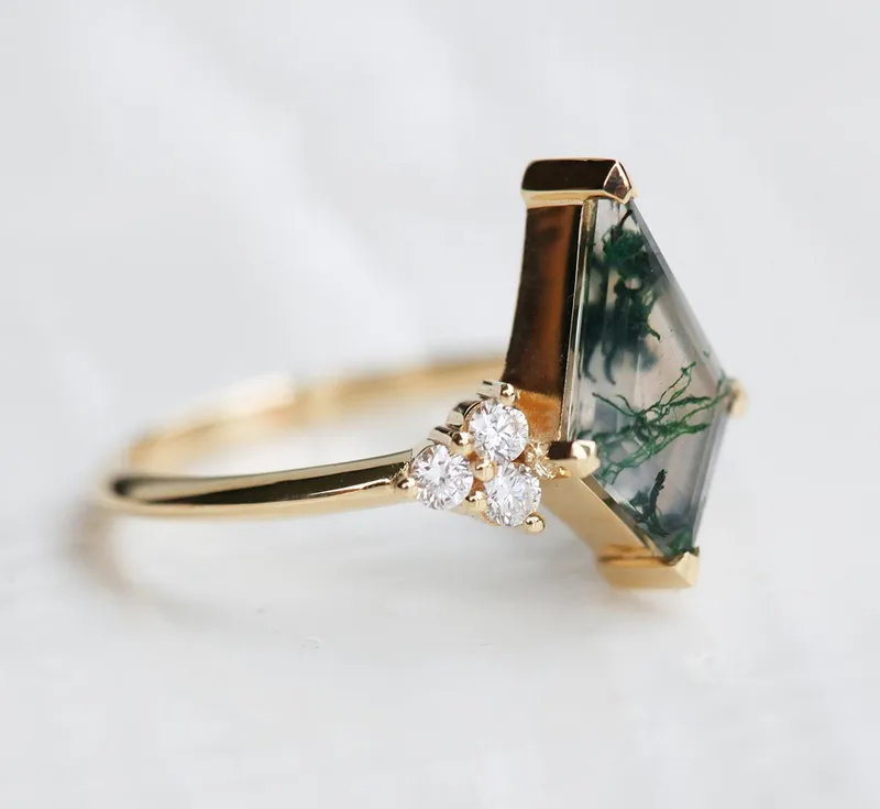 Dawn Moss Agate Ring Set vy 10