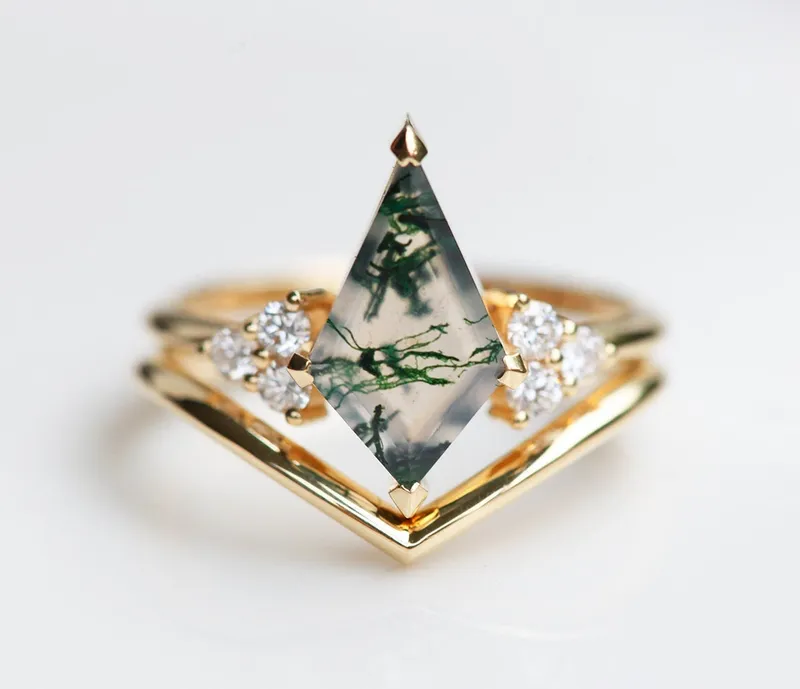 Dawn Moss Agate Ring Set vy 4