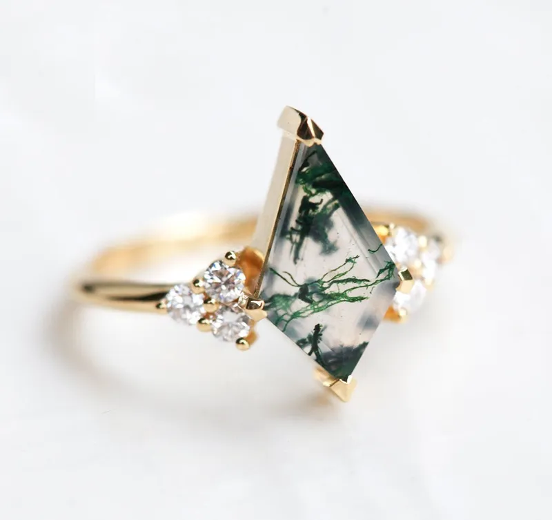Dawn Moss Agate Ring Set vy 7