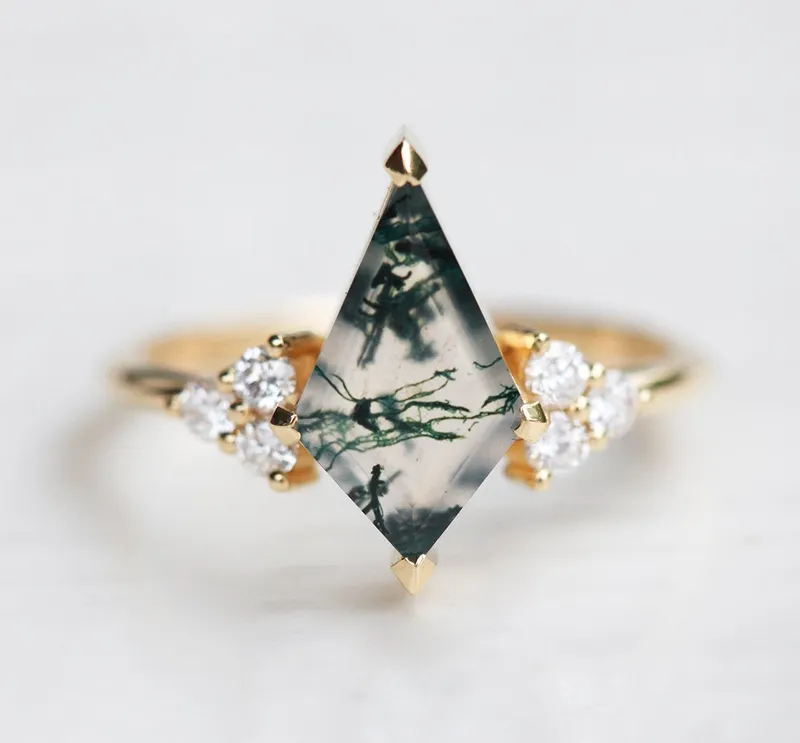 Dawn Moss Agate Ring Set vy 9
