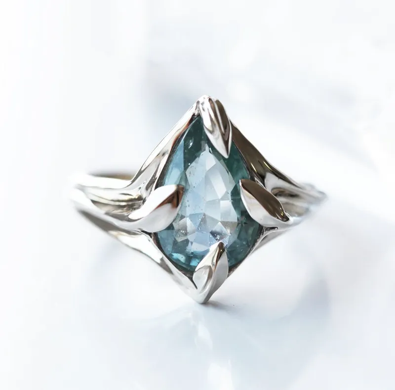 DEIDRE AQUA-BLUE SAPPHIRE RING view 2