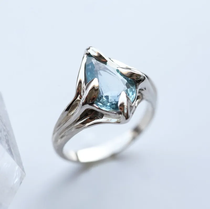 DEIDRE AQUA-BLUE SAPPHIRE RING view 3