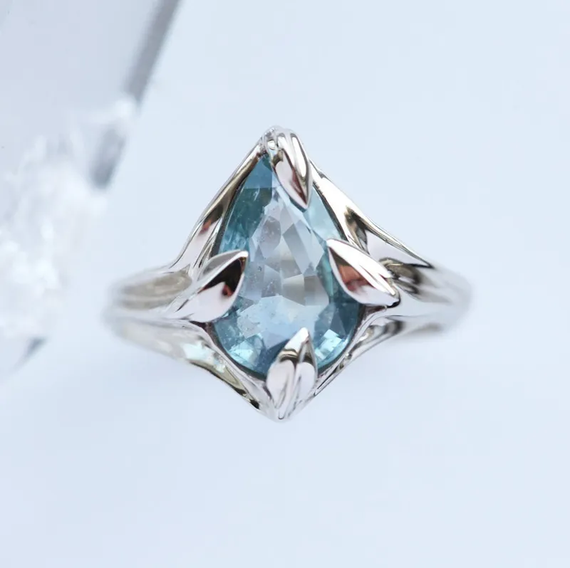 DEIDRE AQUA-BLUE SAPPHIRE RING view 4
