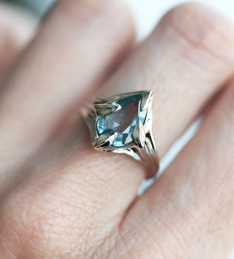 DEIDRE AQUA-BLUE SAPPHIRE RING view 5