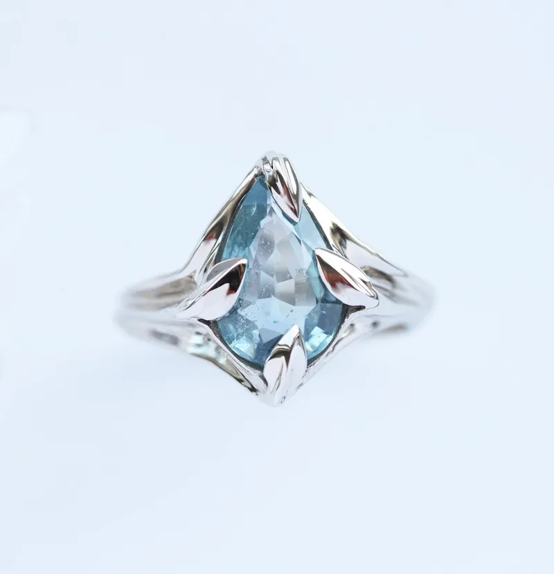DEIDRE AQUA-BLUE SAPPHIRE RING view 6