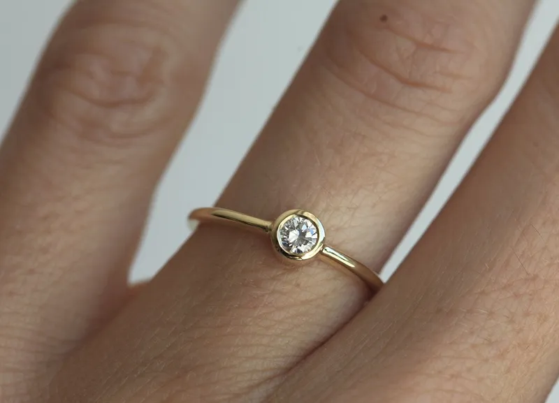 Delicate Diamond Ring, Delicate Engagement Ring view 4
