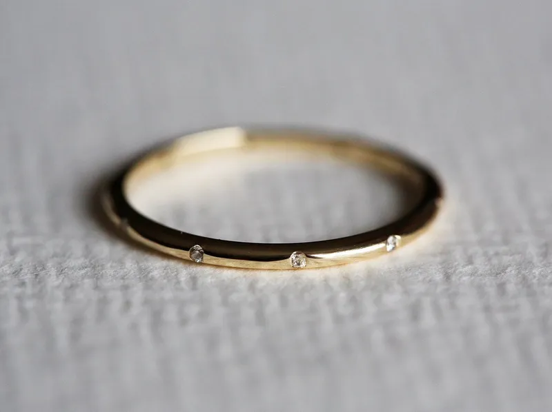 Delicate Diamond Ring Set, Wedding Ring Set view 4