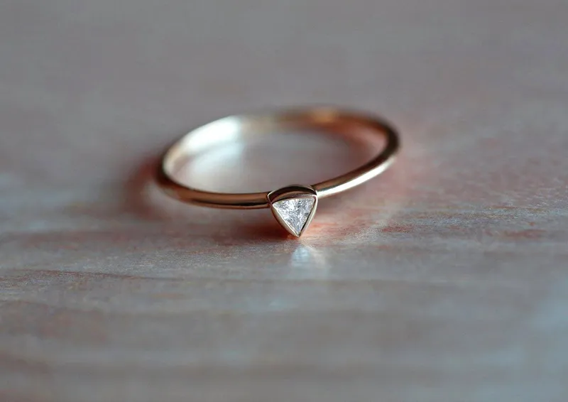 Delicate Diamond Ring Set, Wedding Ring Set view 6