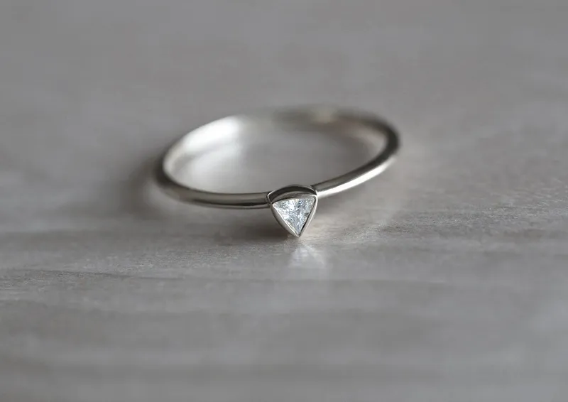 Delicate Diamond Ring Set, Wedding Ring Set view 7