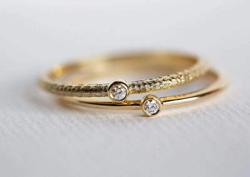 Delicate Diamond Ring, Wedding Ring Set view 2
