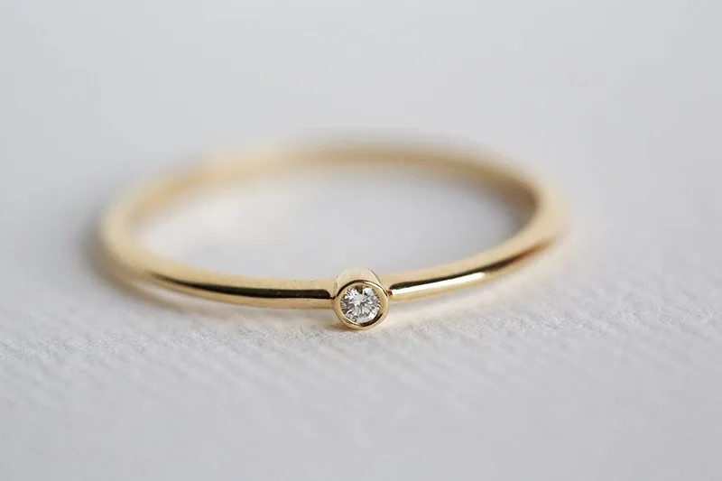 Delicate Diamond Ring, Wedding Ring Set view 4