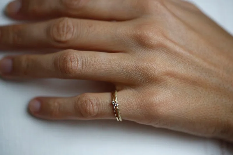 Delicate Diamond Ring, Wedding Ring Set view 5