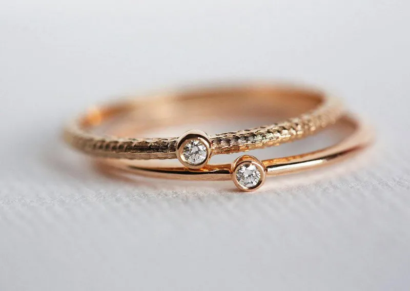 Delicate Diamond Ring, Wedding Ring Set view 6