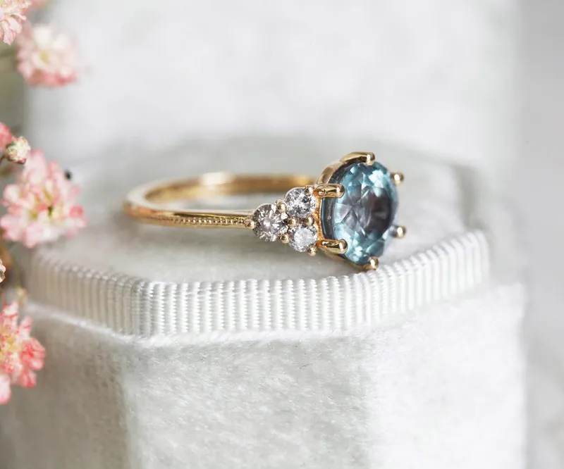 DELILAH SAPPHIRE SALT & PEPPER DIAMOND RING view 10