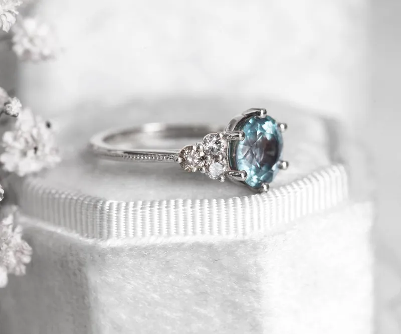 DELILAH SAPPHIRE SALT & PEPPER DIAMOND RING view 11