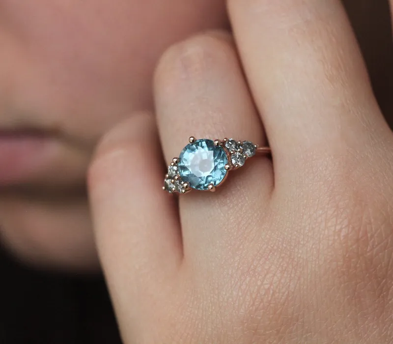DELILAH SAPPHIRE SALT & PEPPER DIAMOND RING view 3