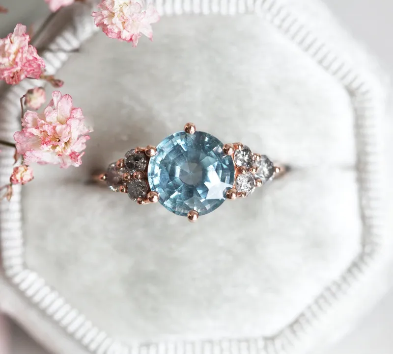 DELILAH SAPPHIRE SALT & PEPPER DIAMOND RING view 4