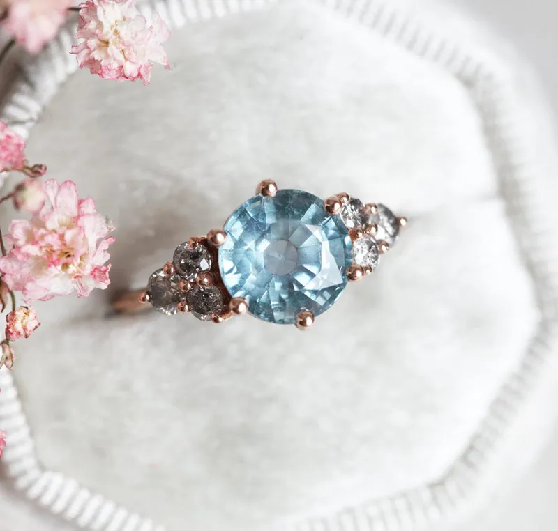 DELILAH SAPPHIRE SALT & PEPPER DIAMOND RING view 5