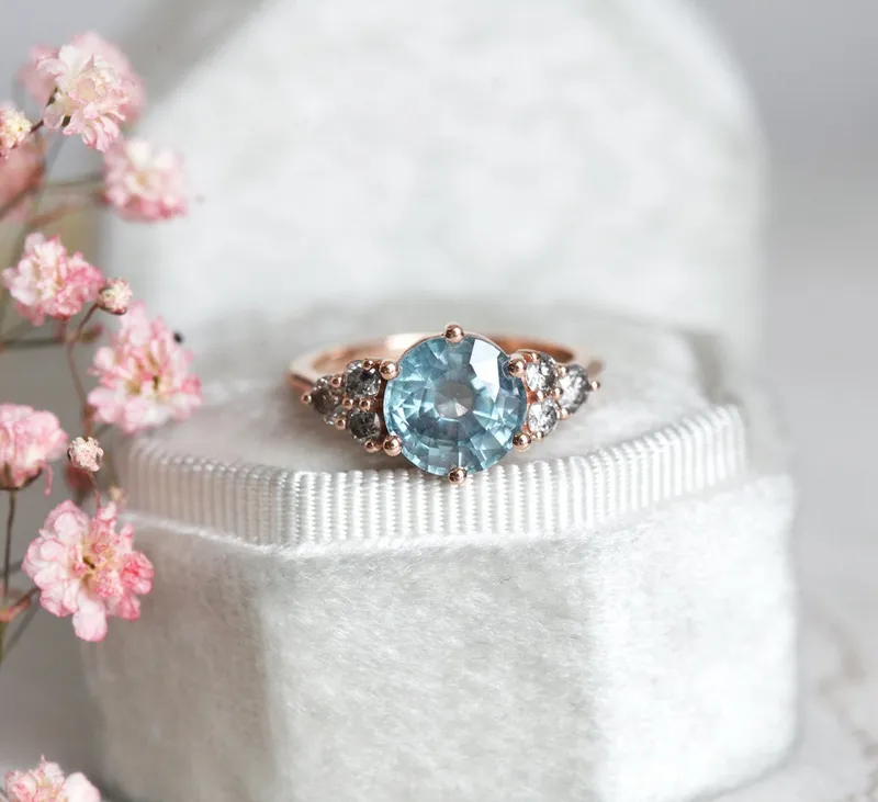 DELILAH SAPPHIRE SALT & PEPPER DIAMOND RING view 6