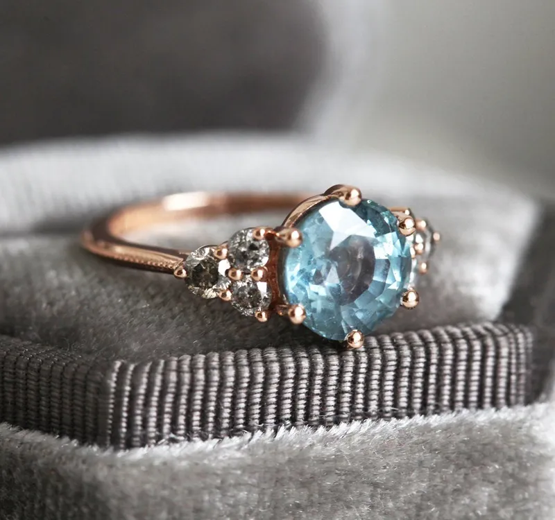 DELILAH SAPPHIRE SALT & PEPPER DIAMOND RING view 7