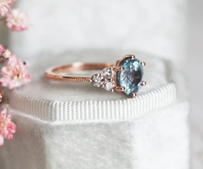 DELILAH SAPPHIRE SALT & PEPPER DIAMOND RING view 8
