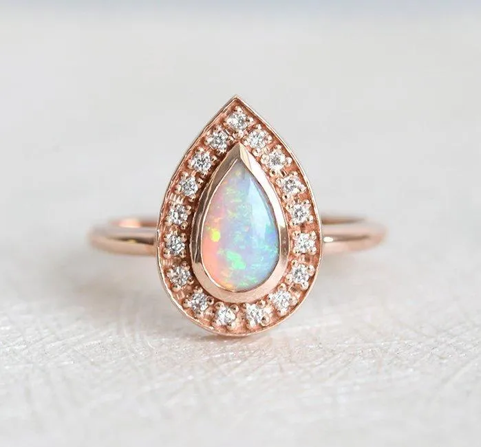 Denise Pear Opal Diamond Ring vy 10