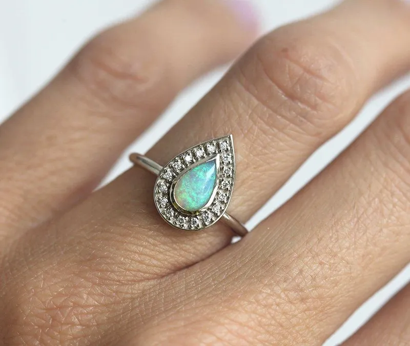 Denise Pear Opal Diamond Ring vy 3