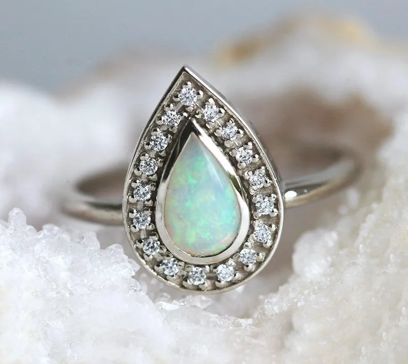 Denise Pear Opal Diamond Ring vy 6