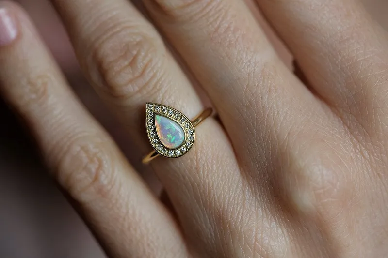 Denise Pear Opal Diamond Ring vy 8