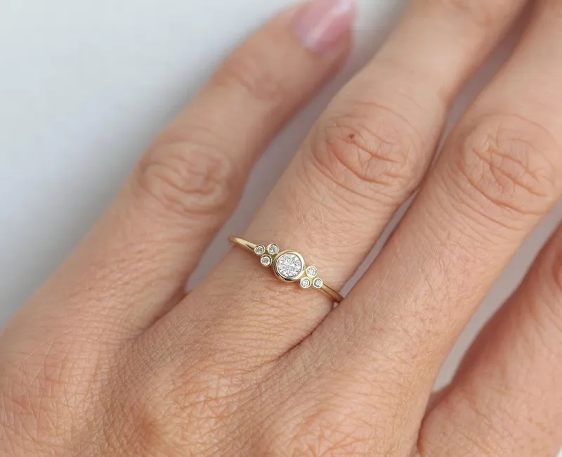 Diamond Cluster Ring, Cluster Diamond Ring view 2