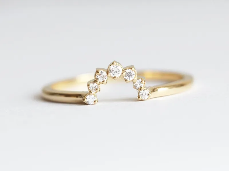 Diamond Crown Ring, Diamond Stacking Ring view 2