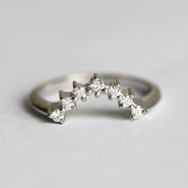 Diamond Crown Ring, Diamond Stacking Ring view 2