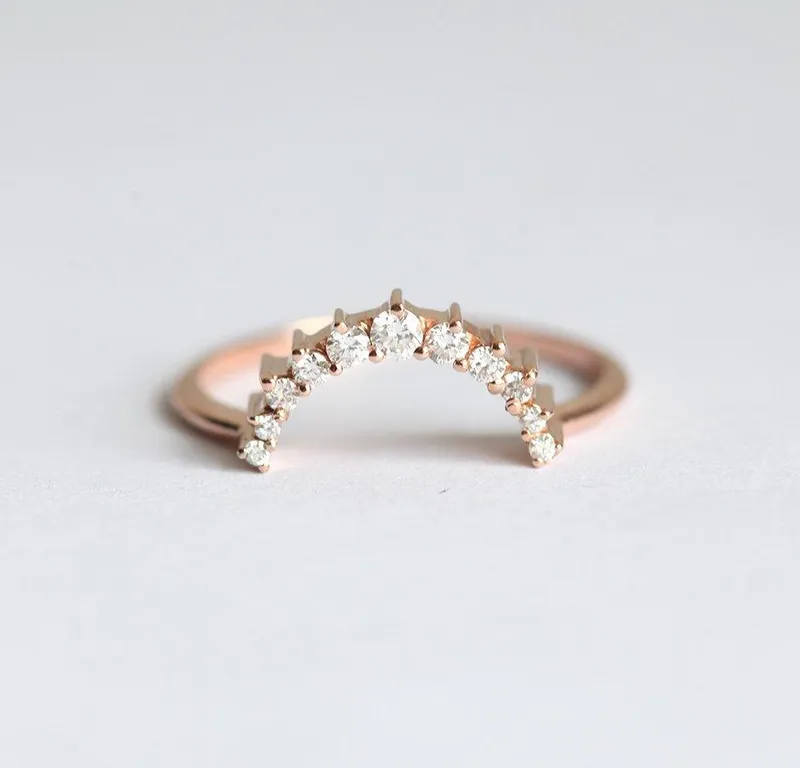 Diamond Crown Ring, Diamond Stacking Ring view 2