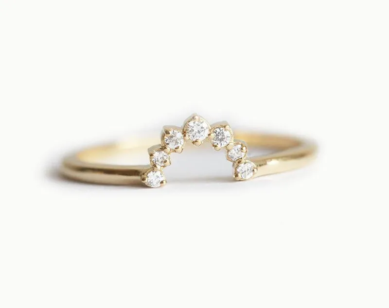 Diamond Crown Ring, Diamond Stacking Ring view 3