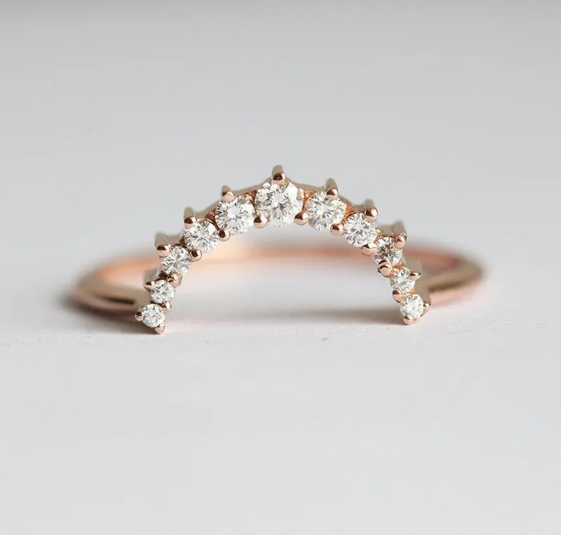 Diamond Crown Ring, Diamond Stacking Ring view 3