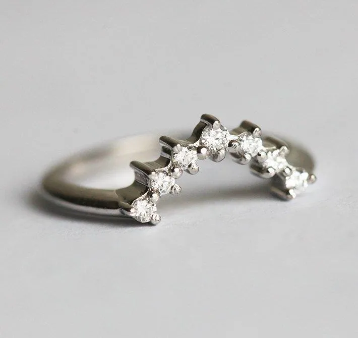 Diamond Crown Ring, Diamond Stacking Ring view 3