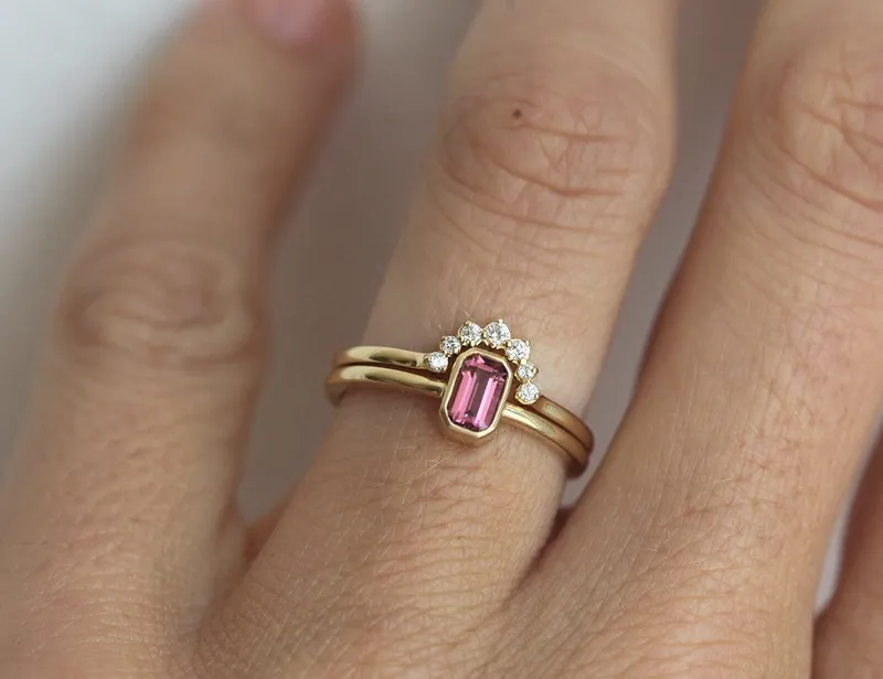 Diamond Crown Ring, Diamond Stacking Ring view 4