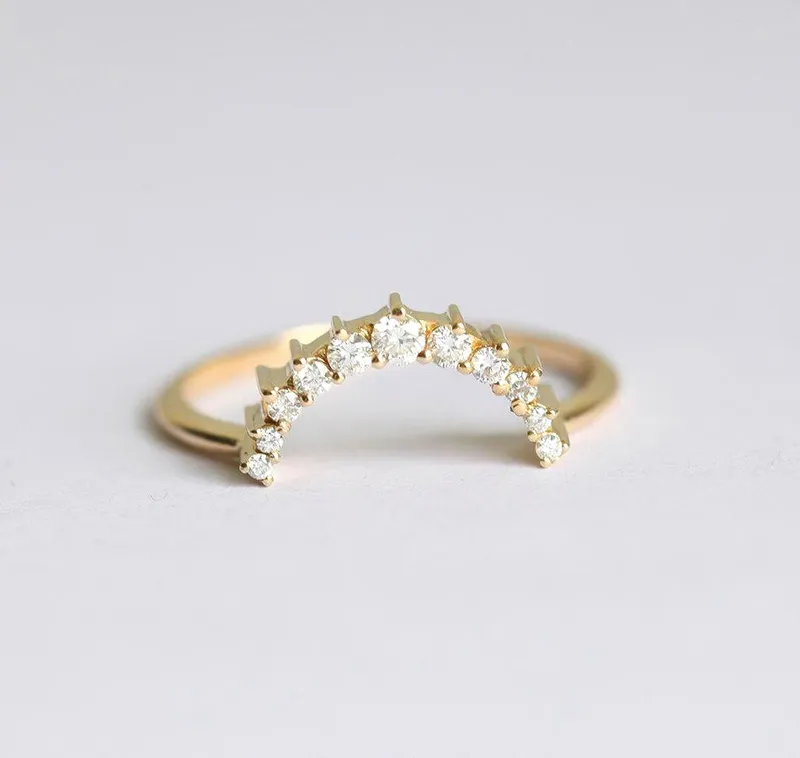 Diamond Crown Ring, Diamond Stacking Ring view 4