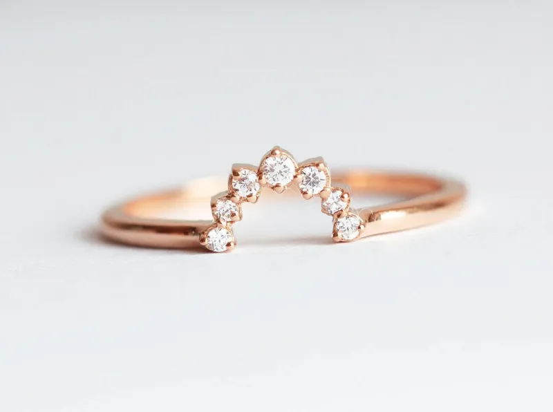 Diamond Crown Ring, Diamond Stacking Ring view 6