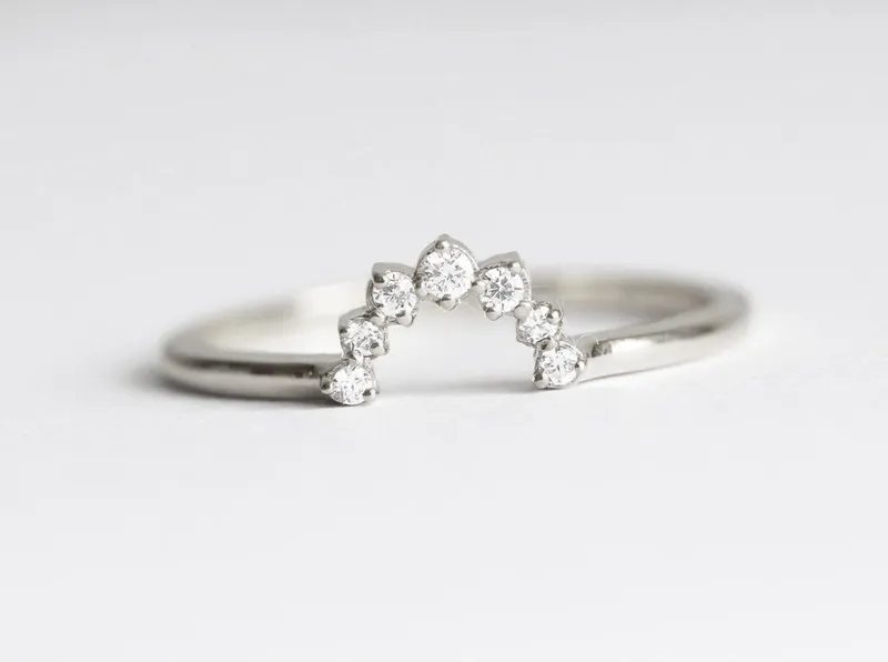Diamond Crown Ring, Diamond Stacking Ring view 7