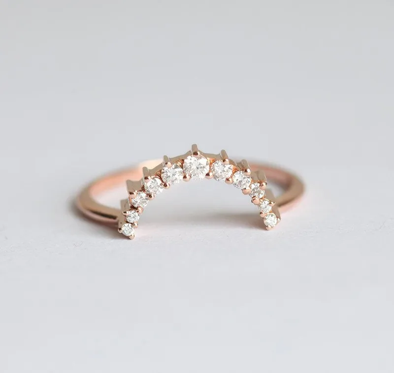 Diamond Crown Ring, Diamond Stacking Ring round cut engagement ring