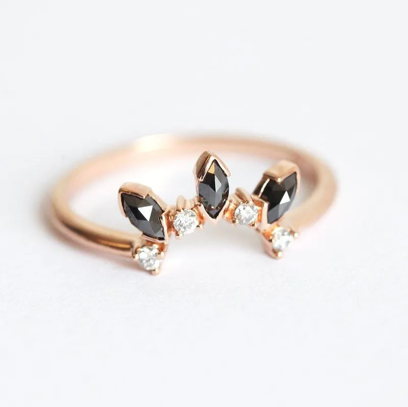 Diamond Crown Ring, Diamond Wedding Band vy 3