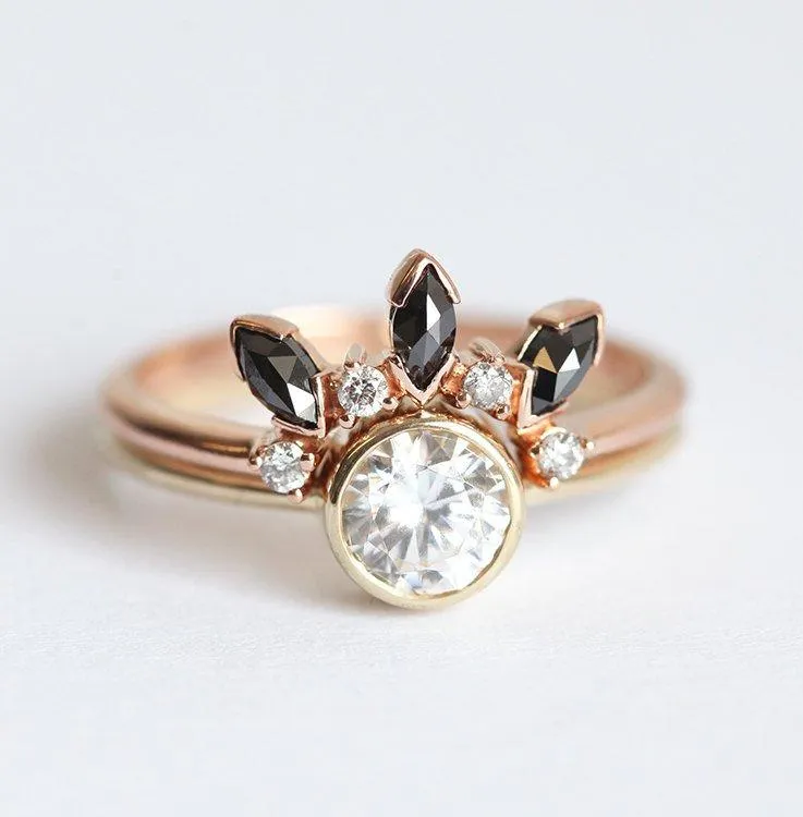 Diamond Crown Ring, Diamond Wedding Band vy 4